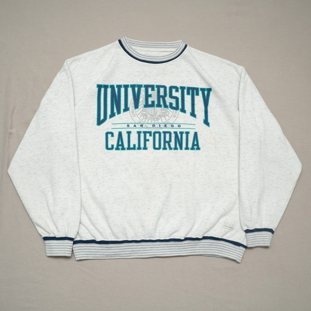 Vintage 90s UCSD University California San Diego Sweatshirt Adult L Grey Gear